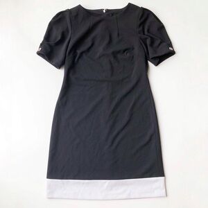 Tommy Hilfiger Shift Dress Black White Colorblock Short Sleeve Work Office Mini